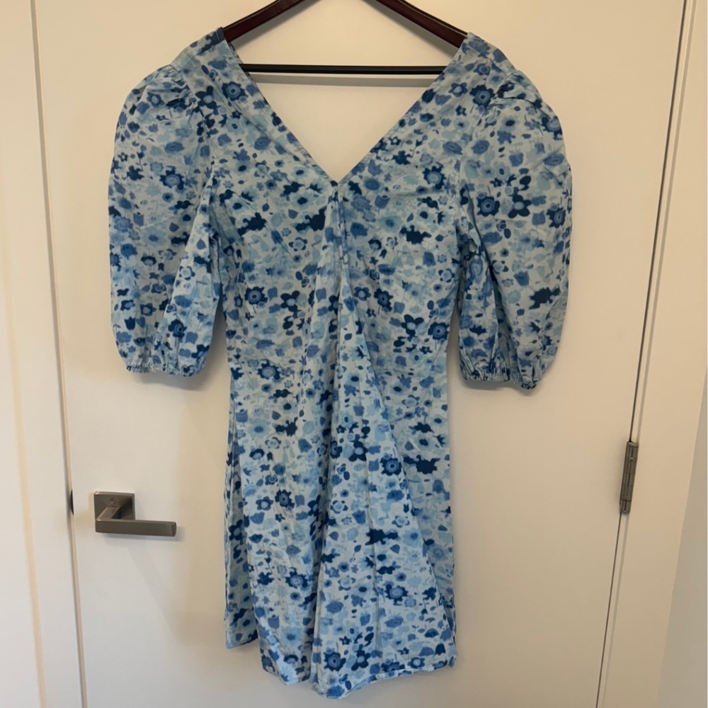 Ganni Floral V-Neck Trapeze Dress